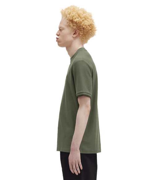 Tipped Cuff Pique T-Shirt - Green
