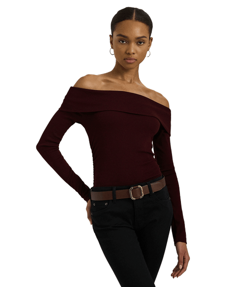 Cotton-blend Off-the-shoulder Top - Red