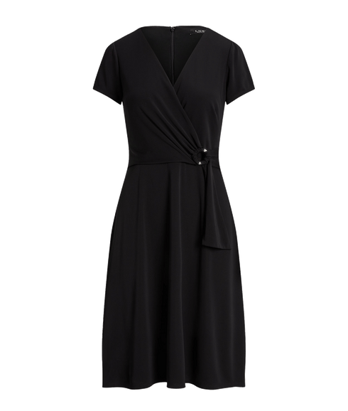 Surplice Jersey Dress - Black