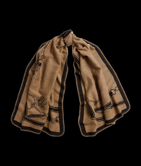 Belting-motif Jacquard Blanket Scarf - Multi