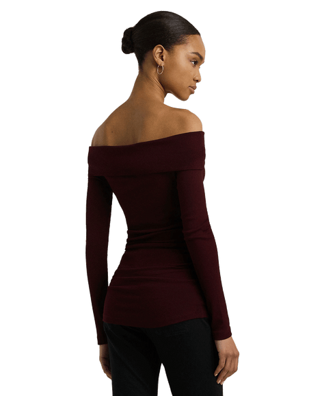 Cotton-blend Off-the-shoulder Top - Red