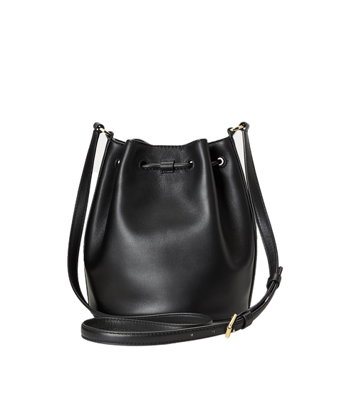 Leather Medium Andie Drawstring Bag - Black