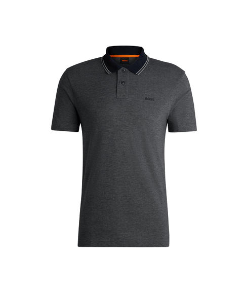 Logo-print polo shirt in Oxford-piqué cotton - Grey