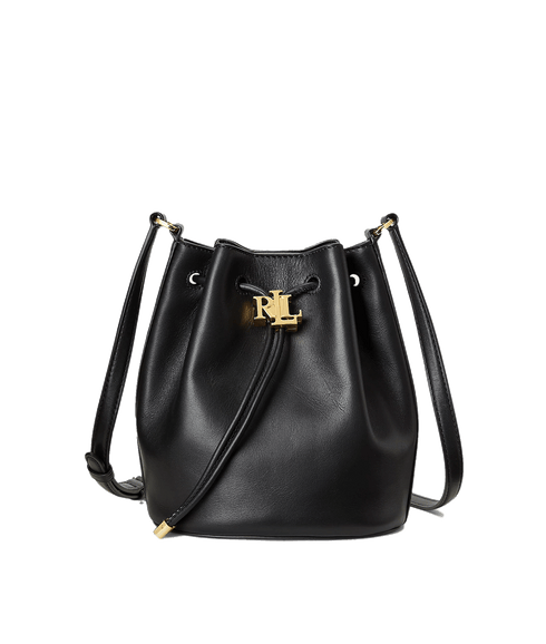 Leather Medium Andie Drawstring Bag - Black