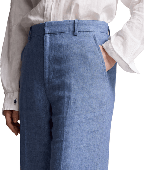 Linen Wide-leg Pant - Blue