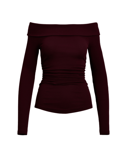 Cotton-blend Off-the-shoulder Top - Red