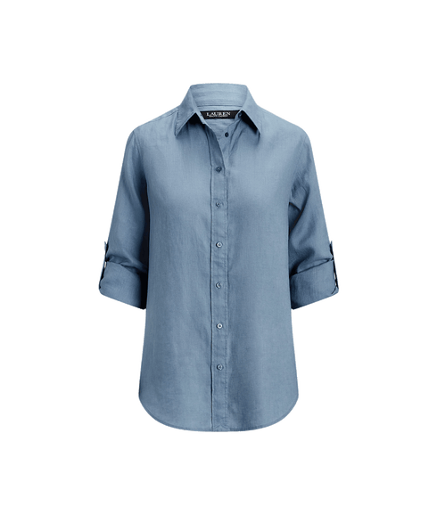 Relaxed Fit Linen Shirt - Blue
