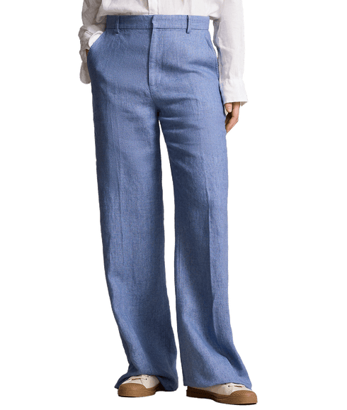 Linen Wide-leg Pant - Blue