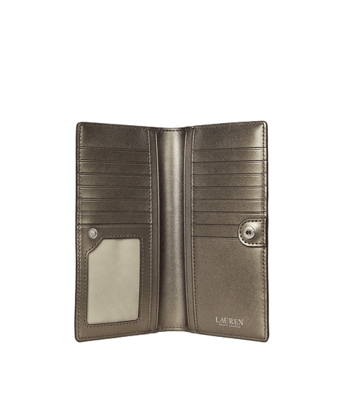Crosshatch Leather Slim Wallet - Silver