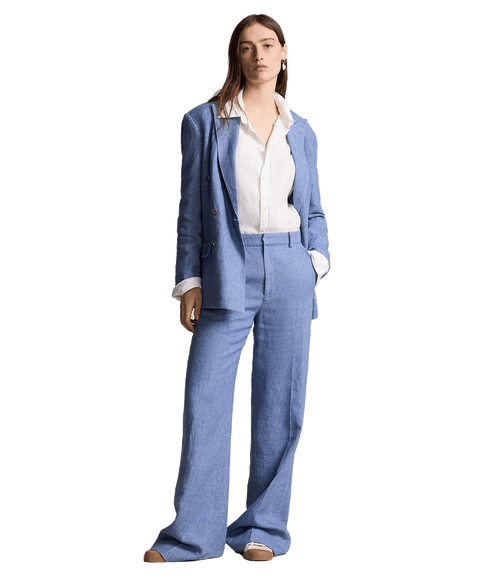 Linen Wide-leg Pant - Blue