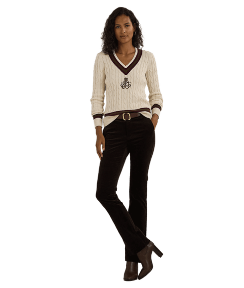 Cable-knit Cotton Cricket Sweater - Cream