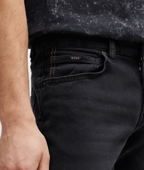 Slim-fit Jeans in Black Super-stretch Denim - Black