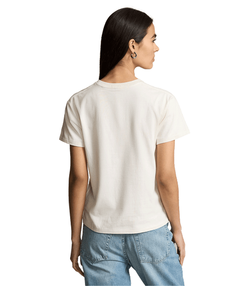 Embroidered Flag Cotton Tee - White