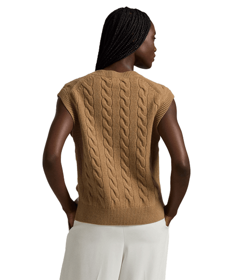 Cable-knit Wool-cashmere Sweater Vest - Brown