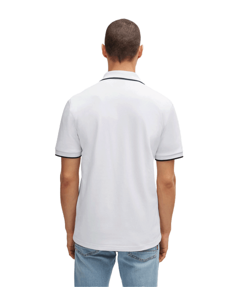 Slim-fit Polo Shirt in Washed Stretch-cotton Pique - White
