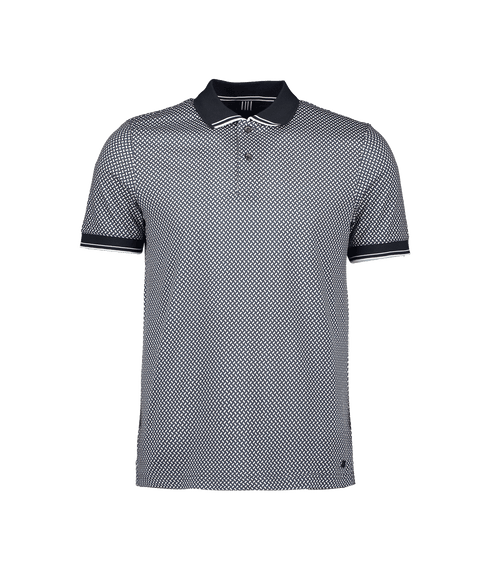 Lobyen Archive Geo Print Polo - Navy