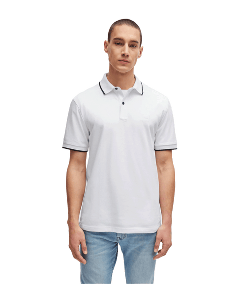 Slim-fit Polo Shirt in Washed Stretch-cotton Pique - White