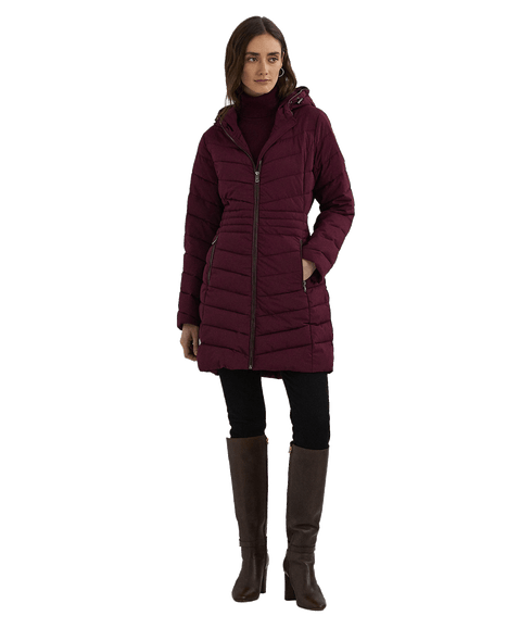 Chevron-quilted Hooded Jacket - Red