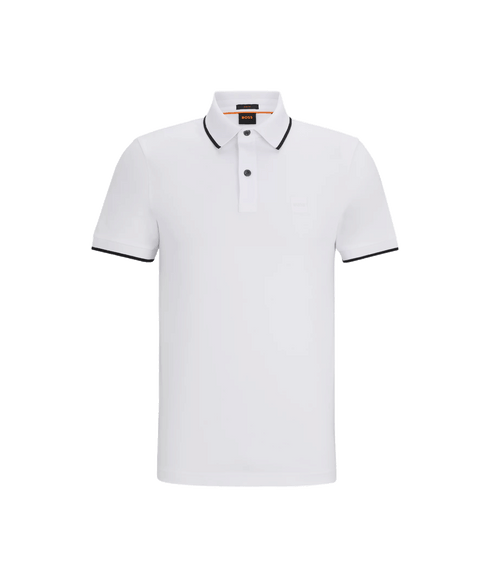 Slim-fit Polo Shirt in Washed Stretch-cotton Pique - White