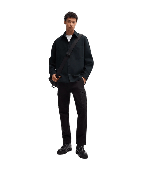 Lerato Oversized-fit Overshirt in Cotton Piqué With Point Collar - Navy