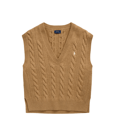 Cable-knit Wool-cashmere Sweater Vest - Brown