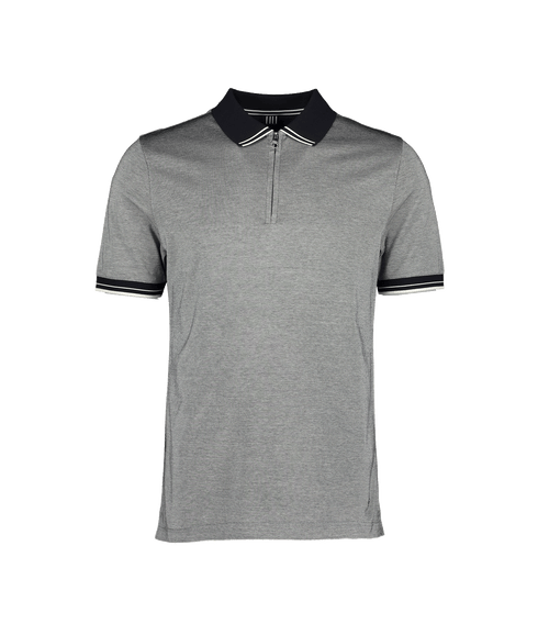 Bynoel Boxford Weave Zip Neck Polo SS - Navy