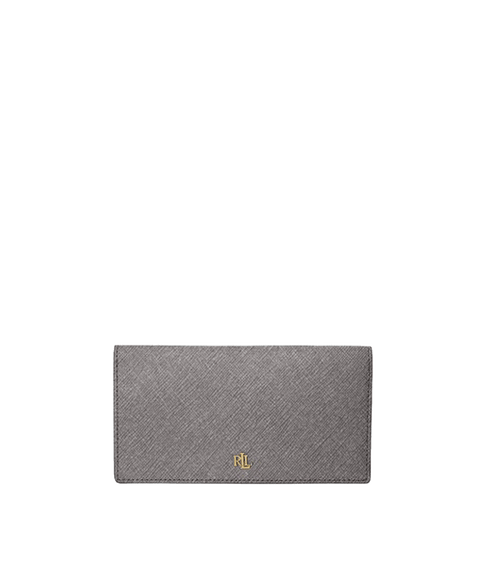 Crosshatch Leather Slim Wallet - Silver
