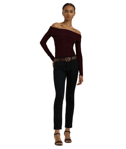 Cotton-blend Off-the-shoulder Top - Red