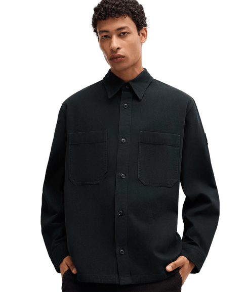 Lerato Oversized-fit Overshirt in Cotton Piqué With Point Collar - Navy