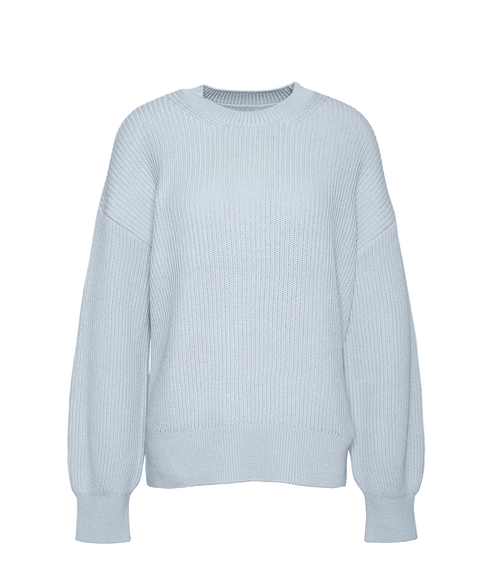 Rib-Stitch Crew Neck Jumper - Blue