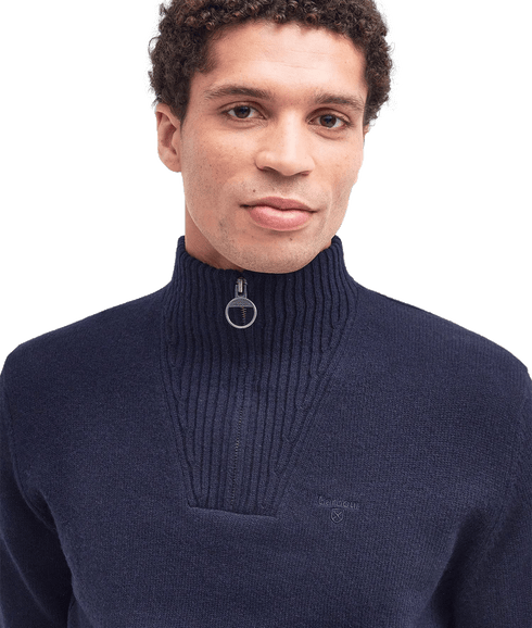 Essential L/Wool Half Zip Jumper - Navy