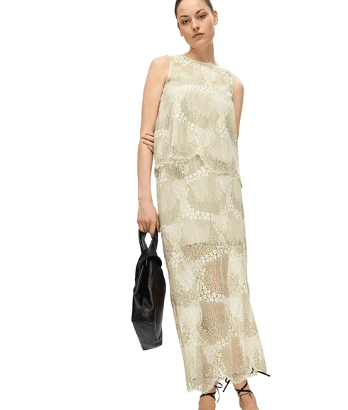Lace Midi Skirt - Cream