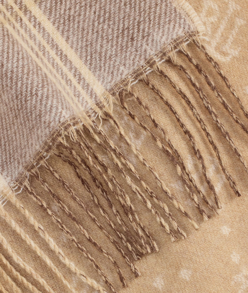 Plaid & Logo-motif Reversible Scarf - Brown