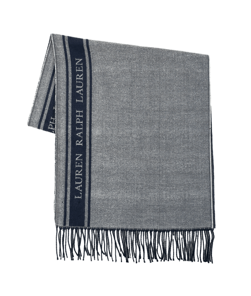 Two-tone Logo Jacquard Scarf - Navy