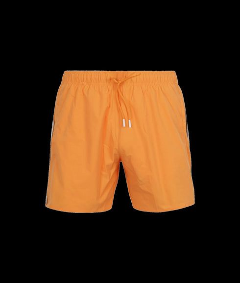 Swim Shorts With Signature Stripe and Logo - Orange