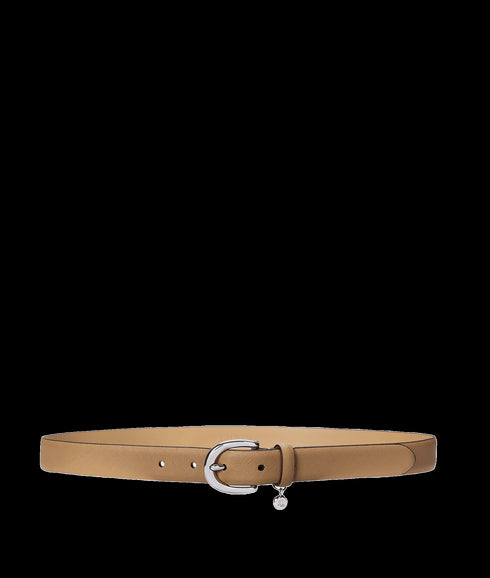 Charm Crosshatch Leather Belt - Beige