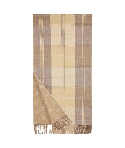 Plaid & Logo-motif Reversible Scarf - Brown