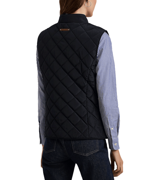 Crest-patch Quilted Mockneck Vest - Navy