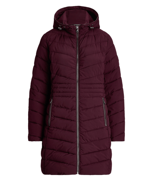 Chevron-quilted Hooded Jacket - Red