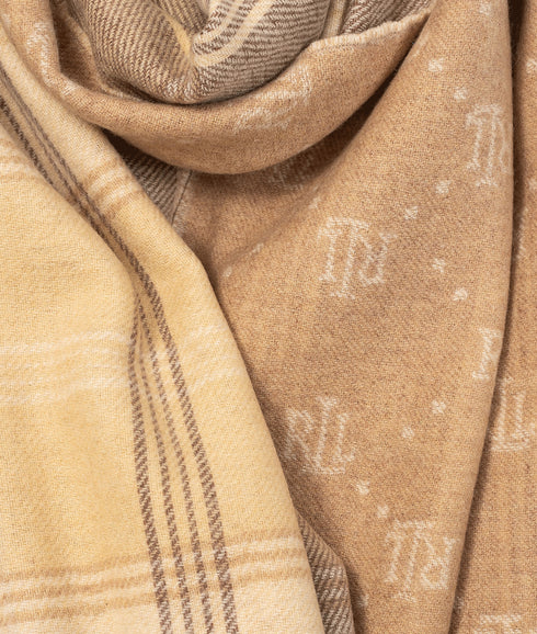 Plaid & Logo-motif Reversible Scarf - Brown