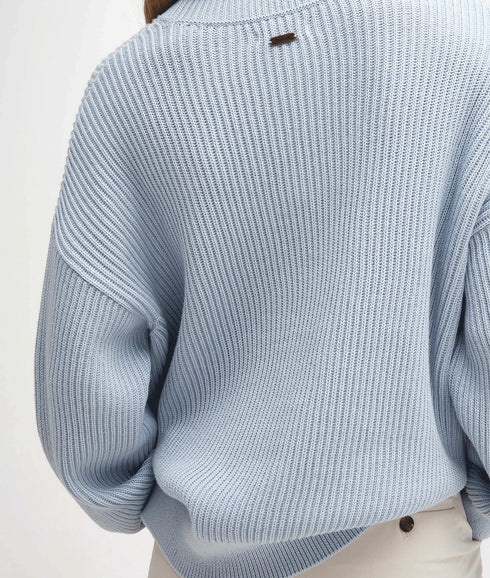 Rib-Stitch Crew Neck Jumper - Blue