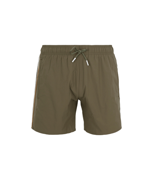 Swim Shorts With Signature Stripe and Logo - Green