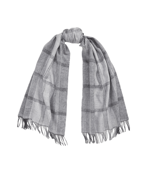 Plaid & Logo-motif Reversible Scarf - Grey