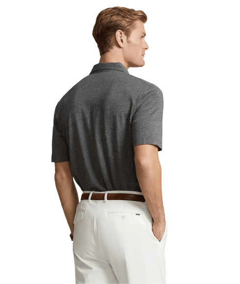 Classic Fit Cotton-linen Mesh Polo Shirt - Grey