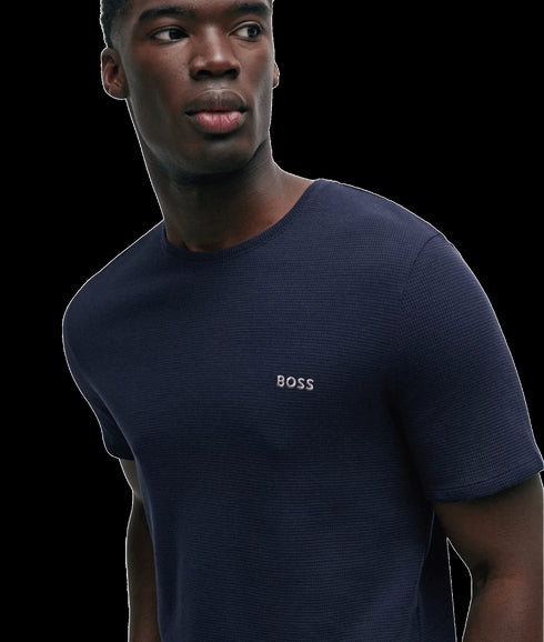 Pajama T-shirt With Embroidered Logo - Navy