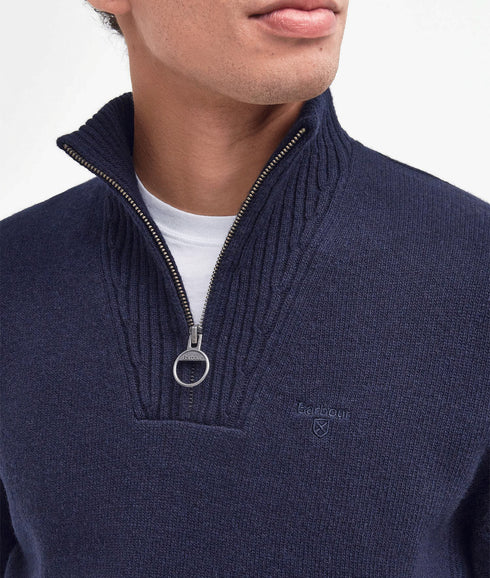 Essential L/Wool Half Zip Jumper - Navy