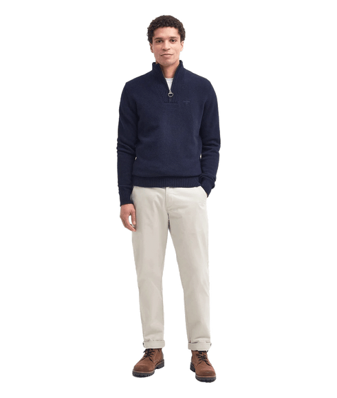 Essential L/Wool Half Zip Jumper - Navy