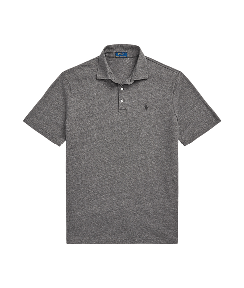 Classic Fit Cotton-linen Mesh Polo Shirt - Grey