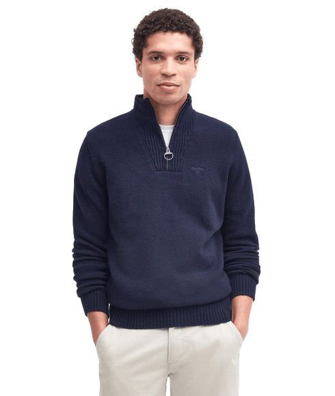 Essential L/Wool Half Zip Jumper - Navy