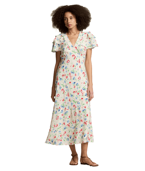 Floral Silk Crepe Dress - Multi